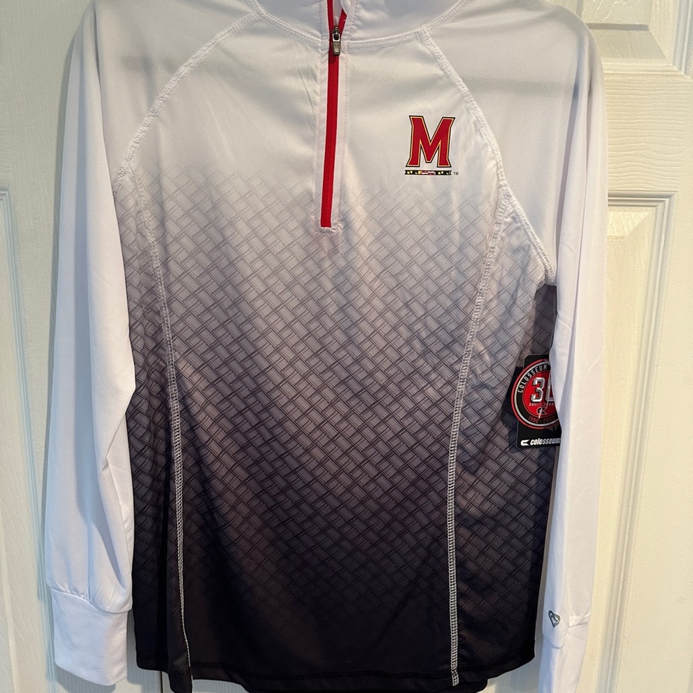 University of Maryland Red, White, and Black Gradient Quarter-Zip Jacket